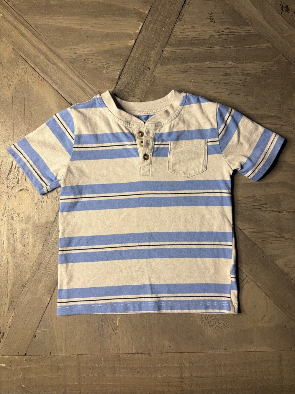 Wonder Nation Light Blue & White Stripe Henley Tee